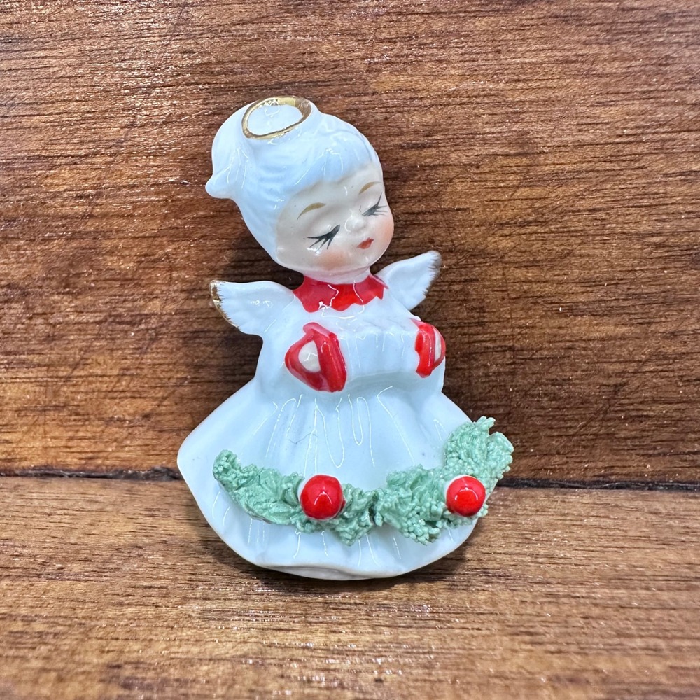 Napcoware Bone China Angel Figurine Trinket‎ Christmas Made in Taiwan